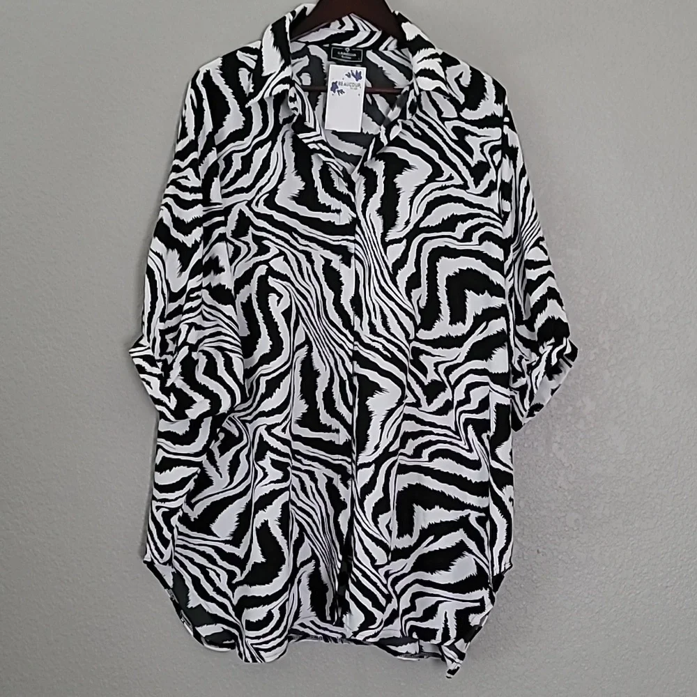 💫Black & WhiteTop Tunic Camellia By Affection Christina Zebra Print💫 - Picture 2 of 16